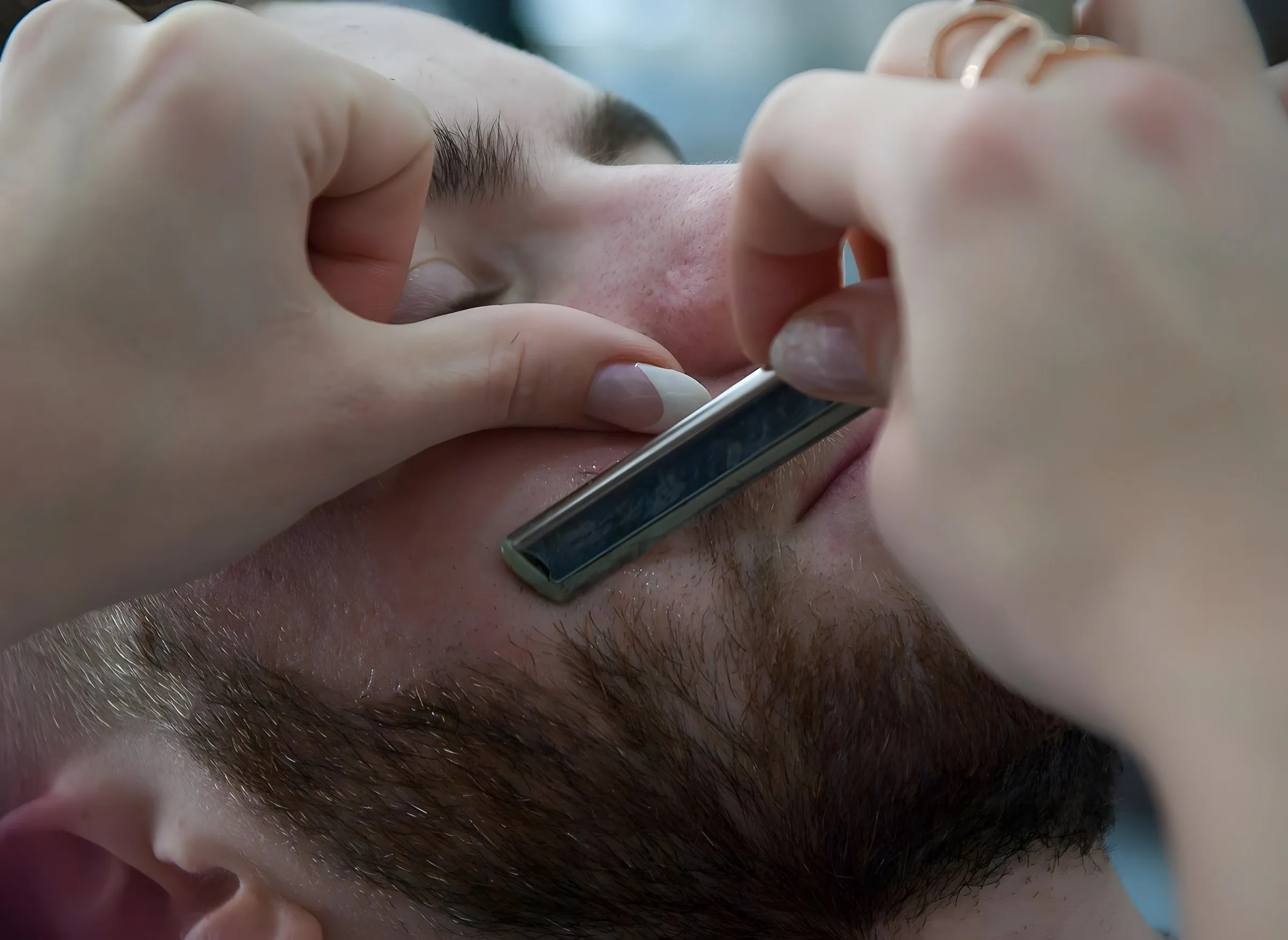 A traditional razor shave
